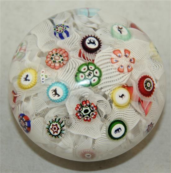 A mid 19th century Baccarat spaced millefiori paperweight, c.1848, 7cm